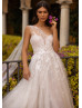 One Shoulder Beaded Ivory Lace Tulle Sparkly Wedding Dress